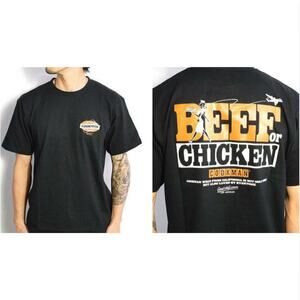 Cookman Beef or Chicken sz L Chef Kitchen Graphic Black Tee Streetwear 50s